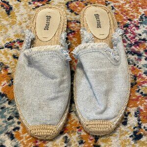 Soludos Frayed Hem Chambray Espadrille Mule Slides-Sz 6